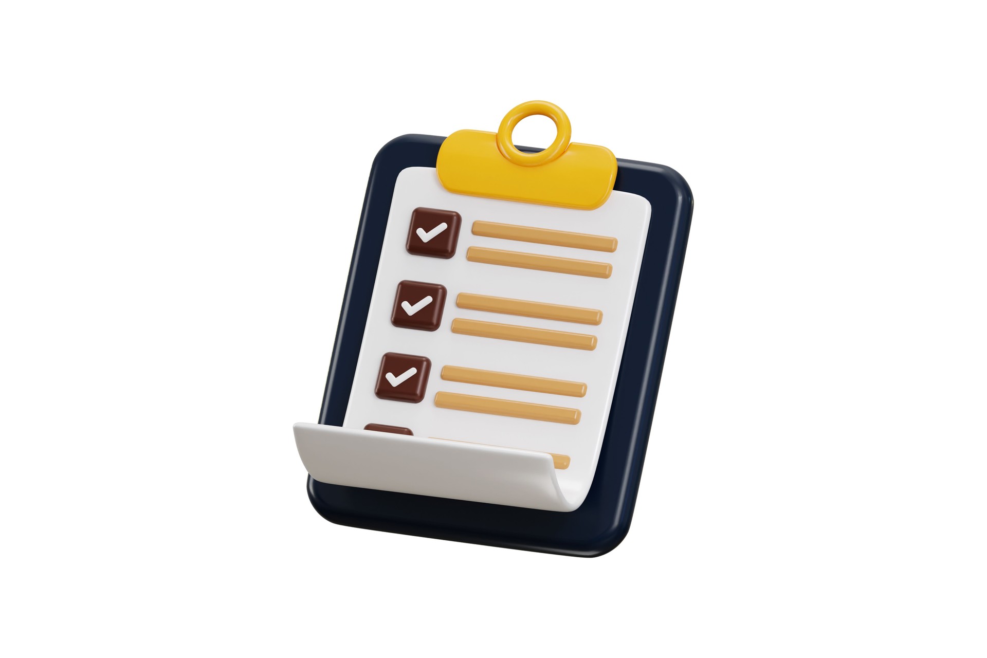 3d clipboard with check list business education task manage icon 3d render concept of Filling tax form. Tax payment, accounting, financial management, Todo list paper icon