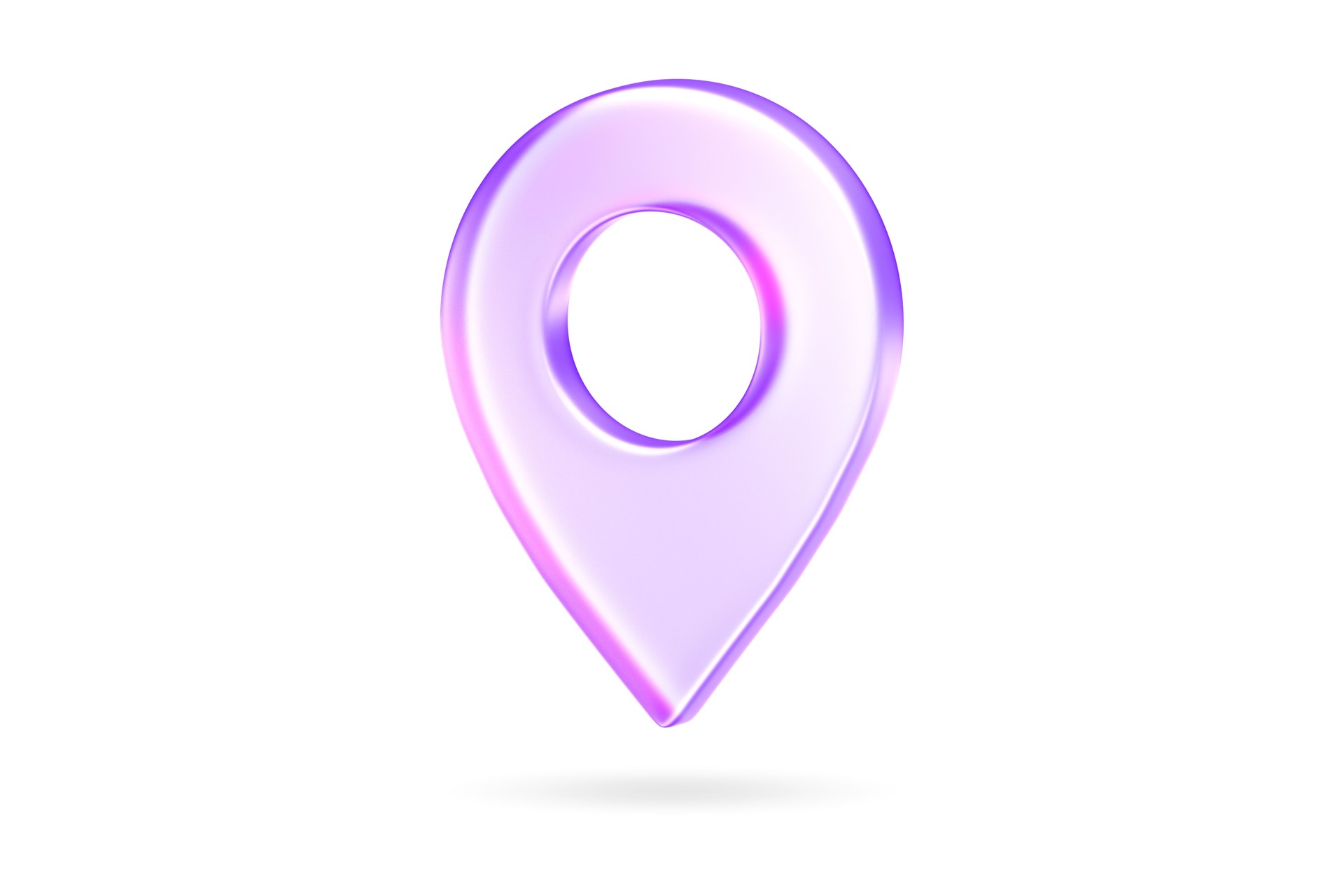 Minimal glassmorphism location pin icon representing map, place, or navigation marker in digital applications, map pointer, 3d rendering